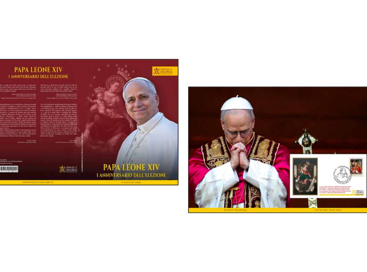 Enveloppe souvenir, oblitération postale spéciale et dossier philatélique à l’occasion du Premier anniversaire de l’élection du Pape Léon XIV
