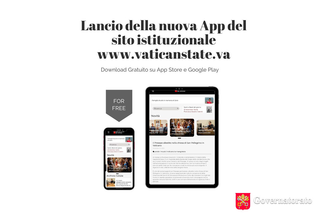 Lancio della nuova app del sito istituzionale www.vaticanstate.va