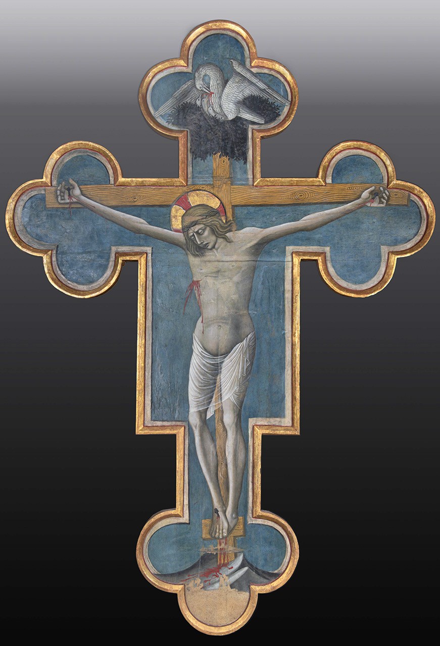 Nicola di Ulisse da Siena, La Croce dipinta, 1472 circa, Abbazia di Sant'Eutizio in Valcastoriana, Preci (Perugia), danneggiata dal terremoto del 2016, e restaurata dagli specialisti dei Laboratori dei Musei Vaticani.