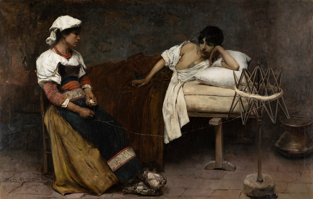  Maria Martinetti Stiavelli, (Roma, Italia, 1864 - Marin County, California, USA, 1937), La Malaria, 1887, olio su tela, Musei Vaticani.