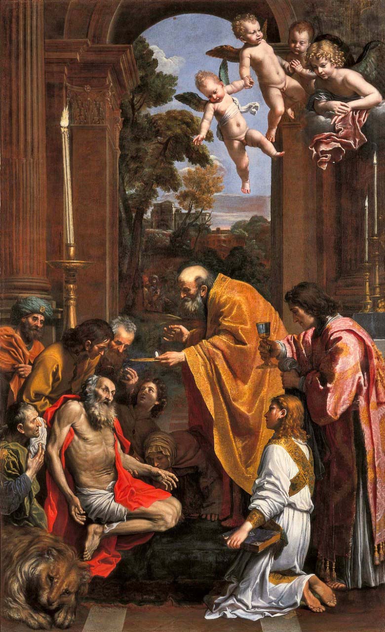 Domenico Zampieri, detto il Domenichino, (Bologna 1581 - Napoli 1641), Comunione di S. Girolamo, 1614, olio su tela, Musei Vaticani. 